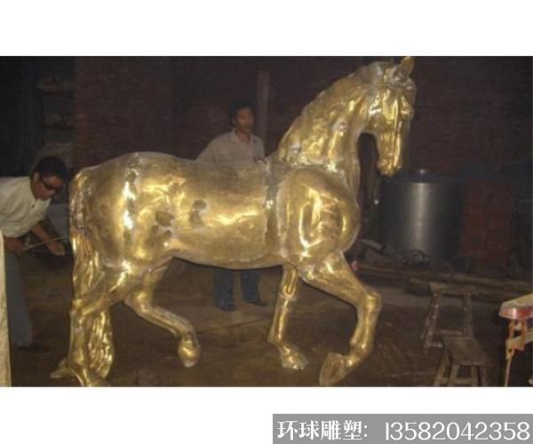 动物铜雕像 铜马